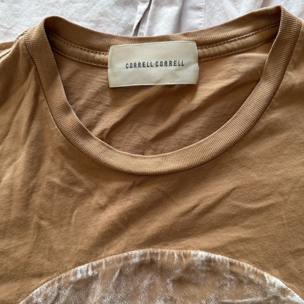 Women's Camel velvet detail Top